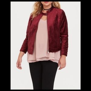 Torrid Burgundy Moto Jacket Size 1 or 14/16 NWT